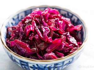 Stovetop Braised German Red Cabbage in a bowl