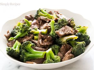 Broccoli Beef in white bowl