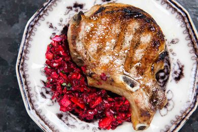 Grilled Pork Chops with Cherry Salsa