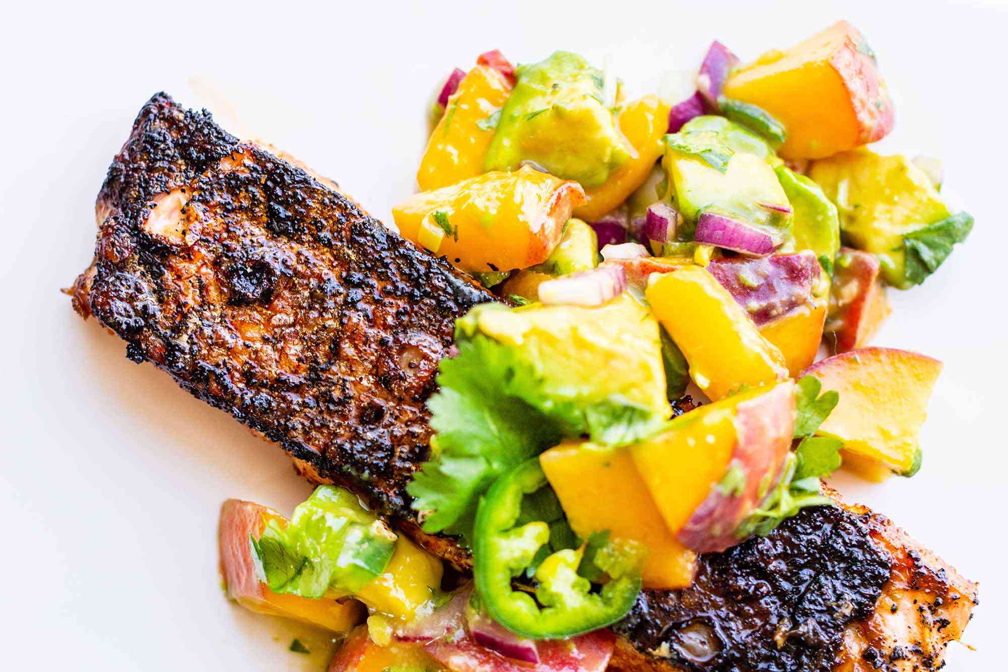 Salmon with peaches recipe serve the salmon with salsa