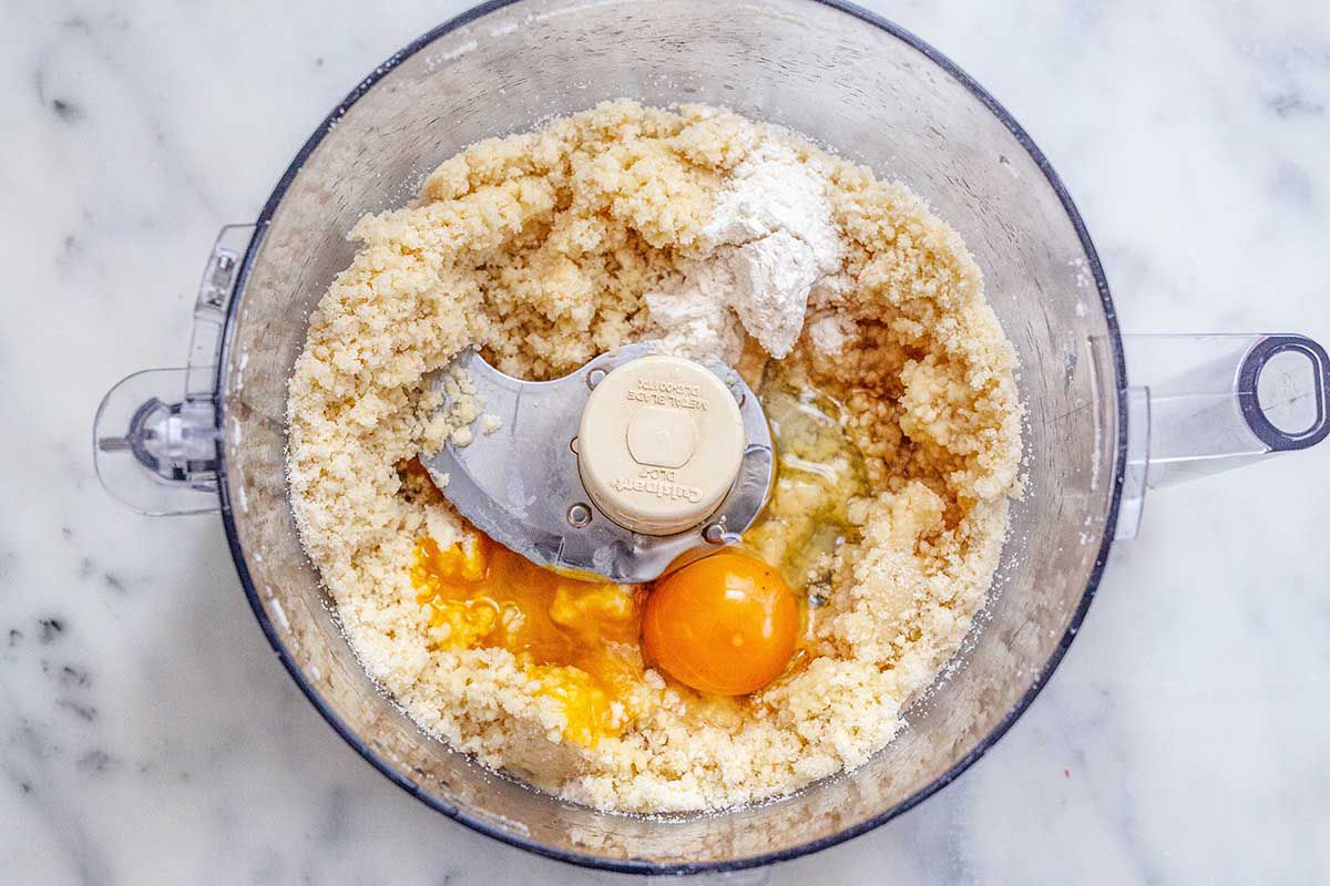 Easy Peach Dessert - almond flour, eggs, sugar in food processor