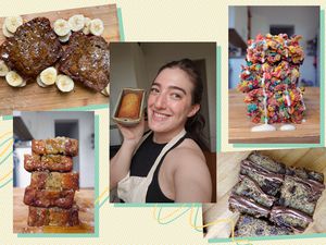 multiple shots of different kinds of banana bread