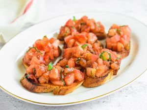 Bruschetta with Tomato and Basil on a Platter