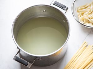 Stockpot filled with starchy pasta water