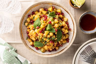Chana Chaat in serving bowl.