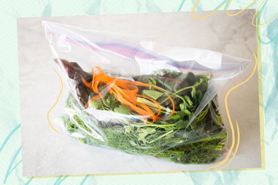 Food scraps in a zip-top bag