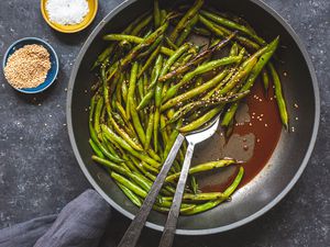 Green Beans with Gochujang in a skillet.