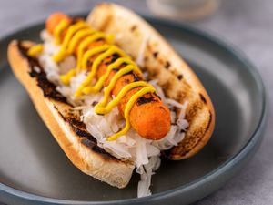 Grilled Carrot Dogs with BBQ Mustard Paste