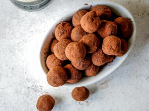 Whiskey Chocolate Truffles rolled in cocoa.