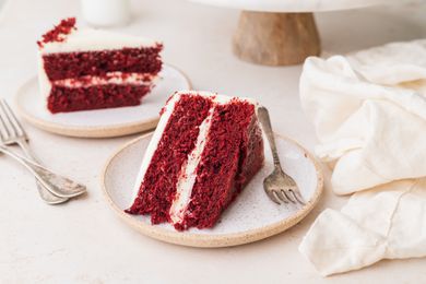 Slices of red velvet cake 