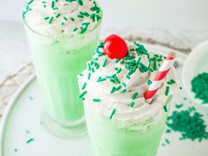 McDonald’s Shamrock Shake with green sprinkles.