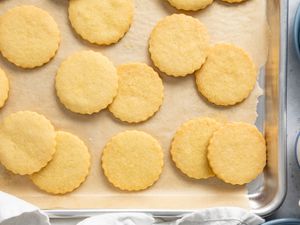 Classic Shortbread Cookies on a Baking Tray