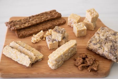 Variety of Tempeh on a Cutting Board
