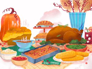 Thanksgiving meal illustration