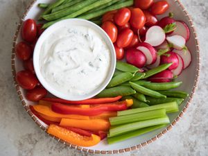 Platter of Vegetables and a Bowl of Veggie Dip