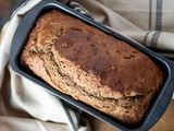 Whole Banana Bread in loaf pan.